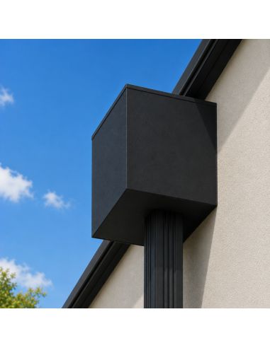 Boite à eau Alu noir RAL 9005 - 200 X 200 mm