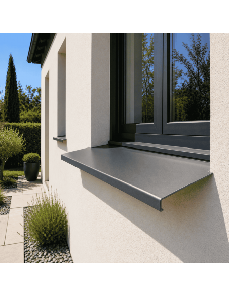 Appui de fenêtre aluminium sur mesure Gris ardoise RAL 7016 - longueur 2 m - épaisseur 10/10ème