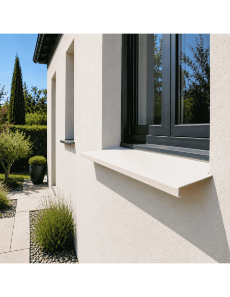 Appui de fenêtre aluminium sur mesure Blanc RAL 9010 - longueur 2 m - épaisseur 10/10ème