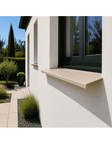 Appui de fenêtre aluminium sur mesure Sable RAL 1015 - longueur 2 m - épaisseur 10/10ème