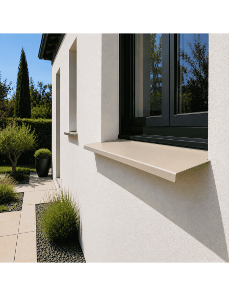 Appui de fenêtre aluminium sur mesure Sable RAL 1015 - longueur 2 m - épaisseur 10/10ème