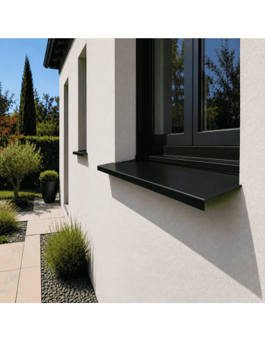 Appui de fenêtre aluminium sur mesure Noir RAL 9005 - longueur 2 m - épaisseur 10/10ème