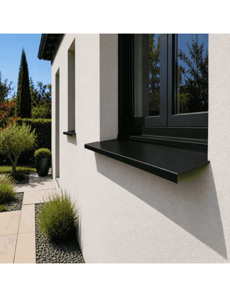Appui de fenêtre aluminium sur mesure Noir RAL 9005 - longueur 2 m - épaisseur 10/10ème