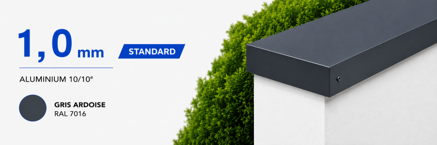 Couvertine Alu Standard 1mm Ardoise RAL 7016 - Livraison 24h