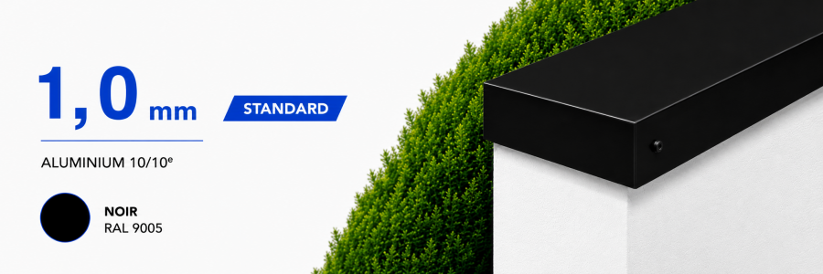 Couvertine Alu Standard 1 mm Noir RAL 9005 - Livraison 24h