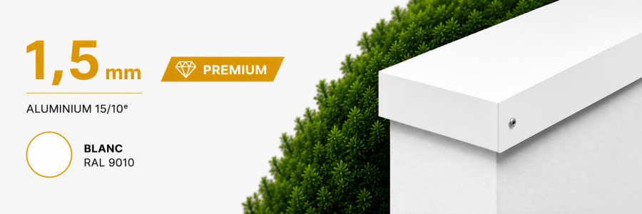 Couvertine Alu 1,5 mm renforcée Blanc RAL 9010 - Livraison 24h