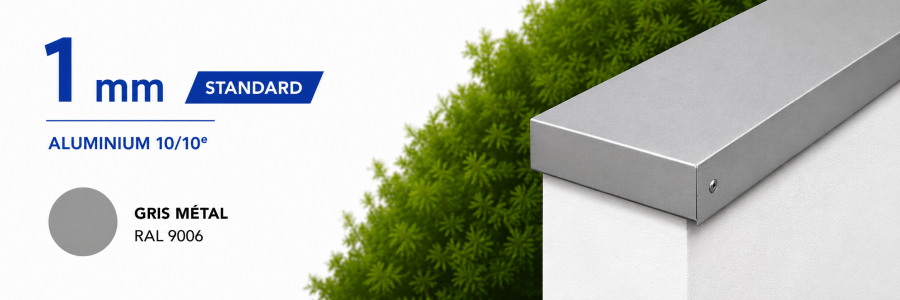 Couvertine Alu Standard 1 mm Gris métal RAL 9006 - Livraison 24h