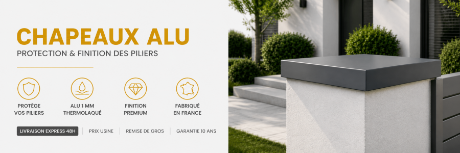Chapeau Aluminium pour recouvrir vos piliers - Livraison 24h