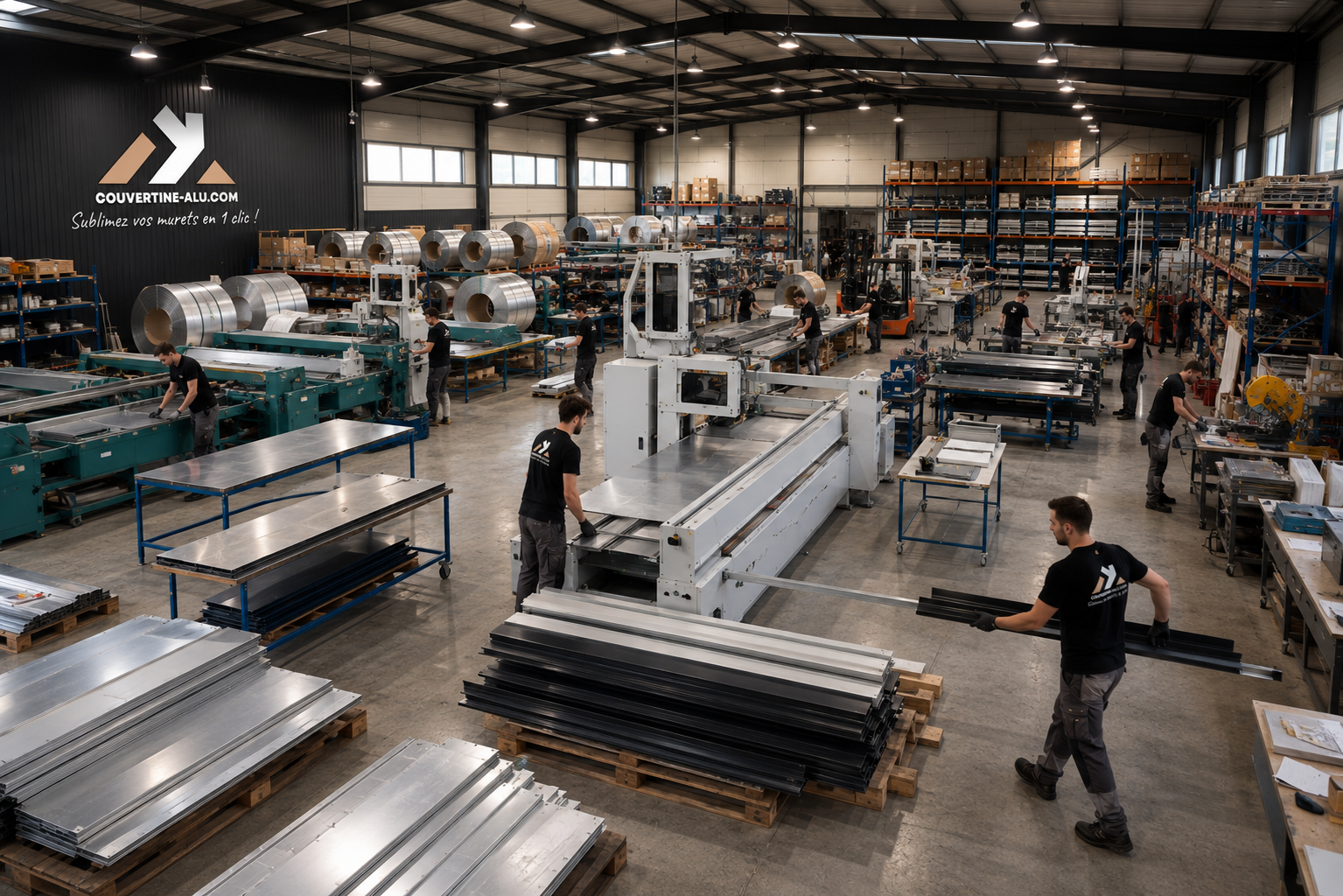 Atelier de fabrication Couvertine-Alu.com : profilage à froid des couvertines aluminium par notre équipe